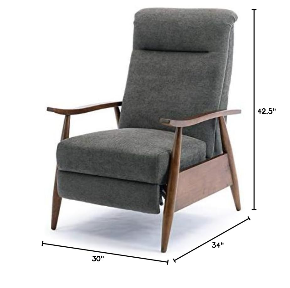 Comfort Pointe Soren Charcoal Polyester Fabric Wood Arm Push Back Recliner Comfort Pointe