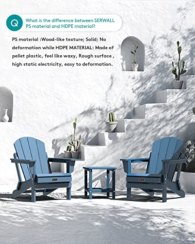 SERWALL Folding Adirondack Chairs Weather Resistant for Outdoor, Patio, Lawn, Garden, Backyard Deck, Fire Pit - Blue SERWALL