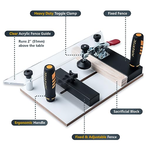 POWERTEC Rail Coping Sled for Router Tables, Professional Precise Cutting Rail for Cabinet Door Joints, Drawer Fronts and Woodworking Tools and Jigs POWERTEC