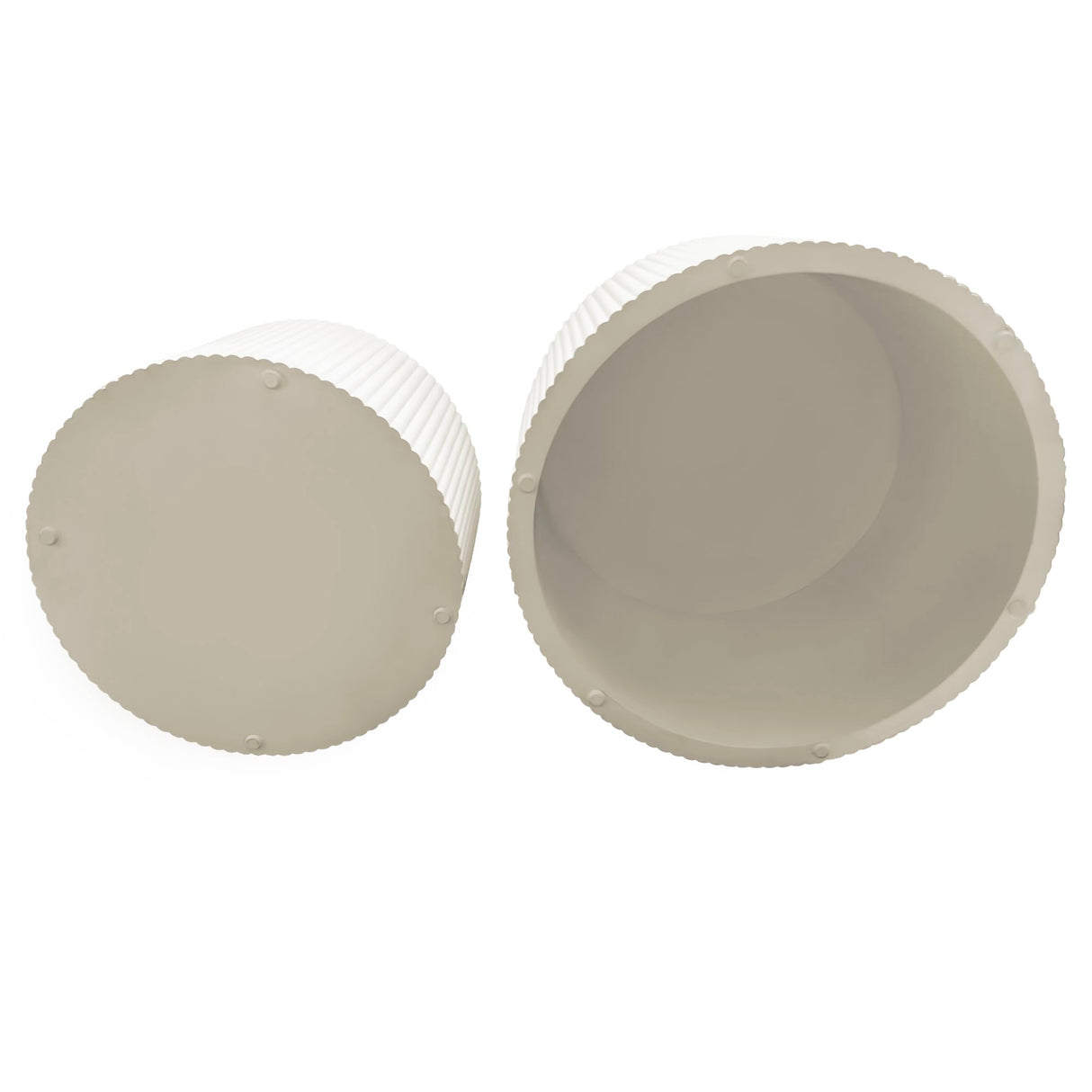 Nesting Coffee Table Set of 2, Modern Drum Side Table End Table, Wave Stripe Round Coffee Table for Living Room, Bedroom, Beige KIGFTSOD