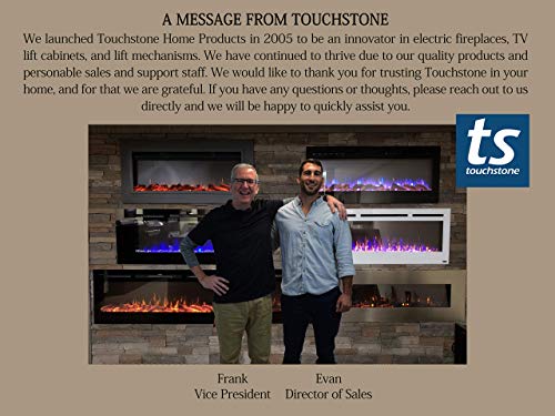 Touchstone Smart Electric Fireplace-The Sideline 50 Inch Wide-in Wall Recessed-30 Realistic Ember Color/Flame Options-1500W Heater w/Thermostat-Black- Log & Crystal Hearth Options -Alexa/WiFi Enabled Touchstone