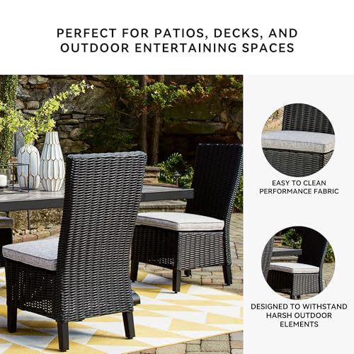 Signature Design by Ashley Beachcroft Casual Weather Resistant Armless Outdoor Side Chair with Cushion, Set of 2, Light Gray & Black Signature Design by Ashley