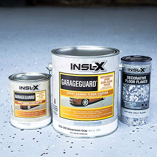 INSL-X EGG310S9A-1K Garage Guard Waterbased Epoxy Semi-Gloss Paint 1 Gallon Kit Showroom Gray INSL-X
