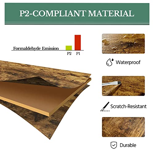 Yaheetech Nesting Coffee Table, Round Coffee Table for Living Room, Nesting Table with Wooden Tabletop and Sturdy Metal Frame, Stacking Living Room Tables Nesting End Table Set of 2, Rustic Brown Yaheetech