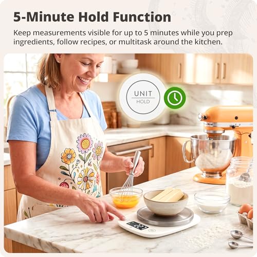 Greater Goods Digital Kitchen Scale for Baking โ Food Scale with Gram & Ounce Measurements, Easy Tare & Stable Readings, Precision Scale for Sourdough Bread, Baking & Cooking, 11 lb Capacity