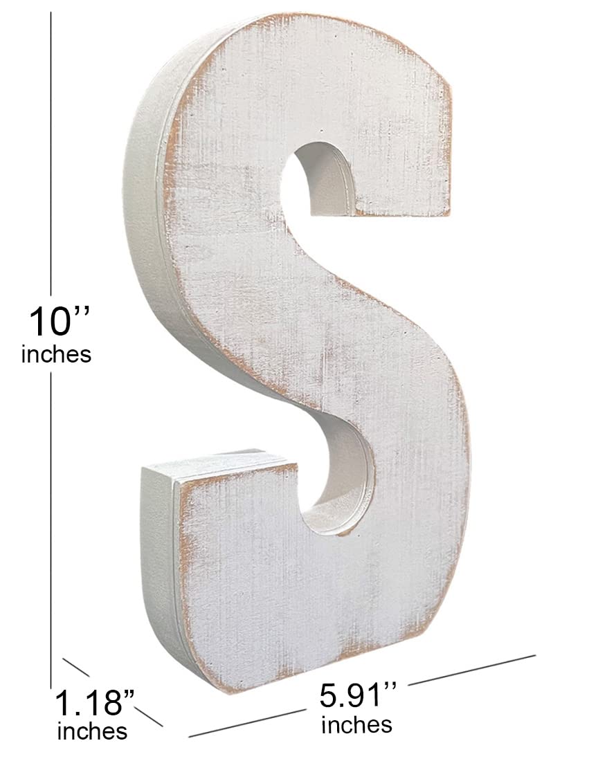 ABELOTS Distressed White Wash Wood Letter Decorative Signage, 10.0 x 5.91 inches, Love, Style S ABELOTS