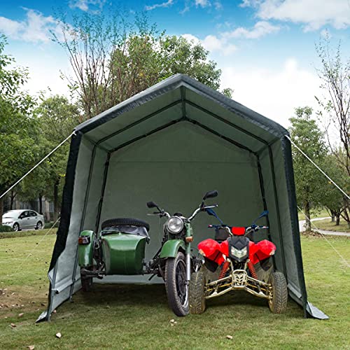 Tangkula 10x10 Ft Outdoor Storage Shelter, Patio Storage Tent, Enclosed Carport Shed w/All-Steel Metal Frame and Waterproof Ripstop Cover, Outdoor Garage Tent with Sidewalls Tangkula