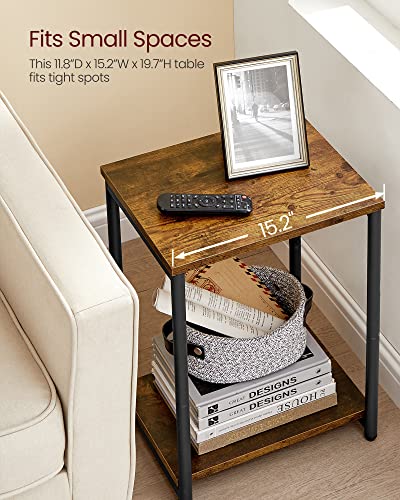 VASAGLE Side Tables Set of 2, Small End Table, Nightstand for Living Room, Bedroom, Office, Bathroom, Rustic Brown and Black ULET272B01 VASAGLE