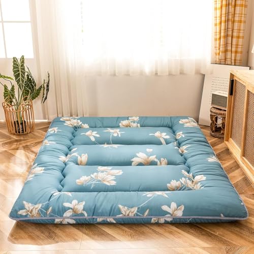 MAXYOYO Floral Printed Rustic Japanese Style Futon Foldable Roll Up Bed Camping Floor Mattress for Adults Floor Lounger Bed Couches and Sofas, Full MAXYOYO
