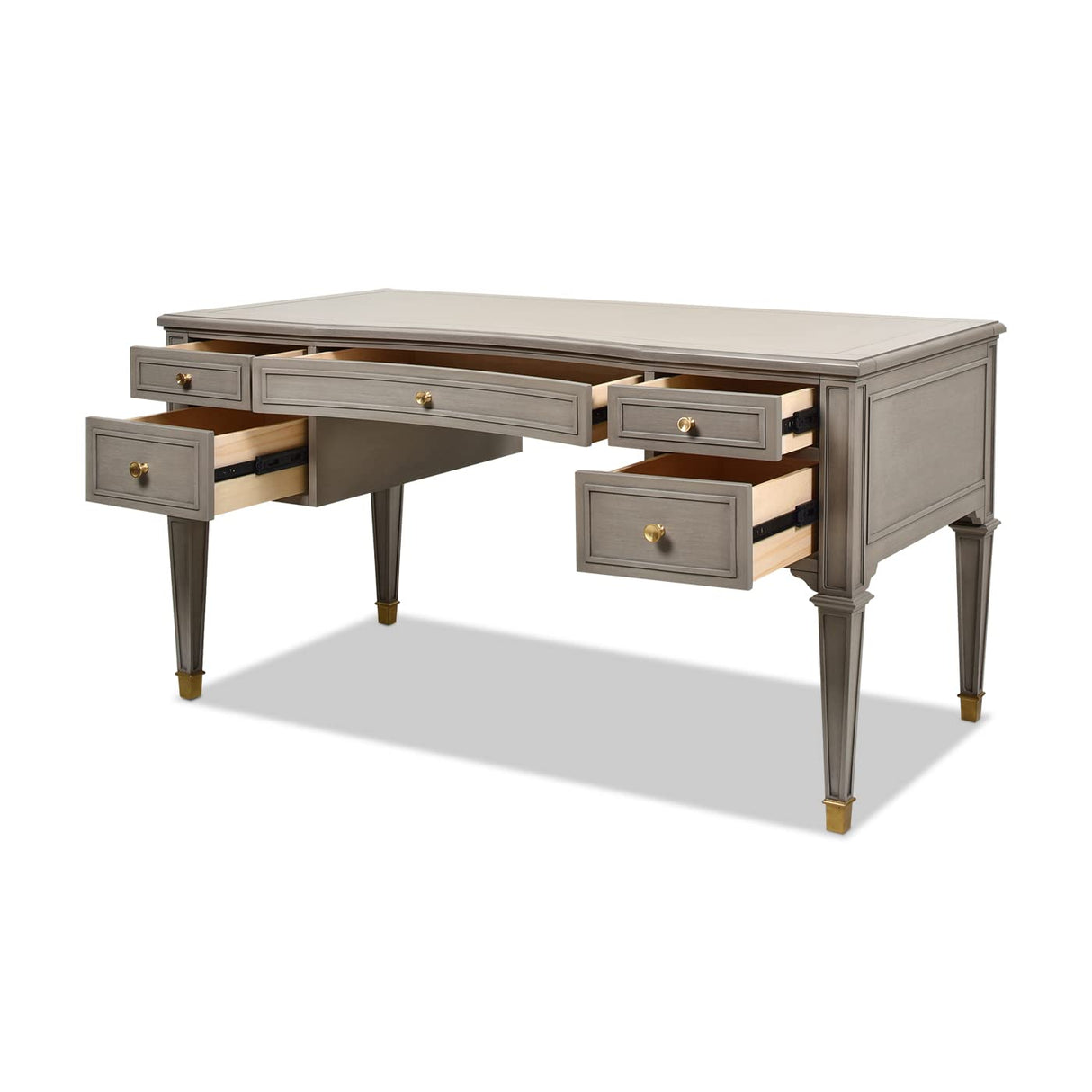 Jennifer Taylor Home JTH Luxe Dauphin Gold Accent 5-Drawer Executive Desk Jennifer Taylor Home
