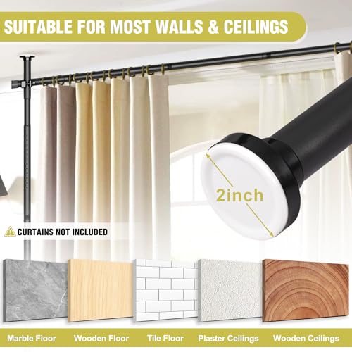 Room Divider, No Drilling Curtain Rod for Room Separation, 4-10ft(H) 29-73"(W) Adjustable Wall Divider, Heavy Duty Floor to Ceiling Tension Rod Space Partition Privacy Separator for Dorm Office, Black Yettsoy