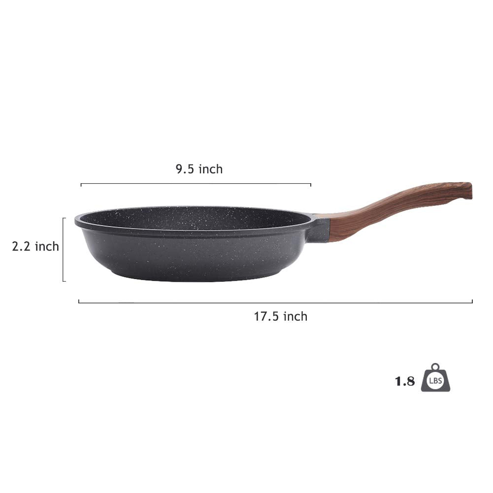 SENSARTE Nonstick Frying Pan Skillet, Swiss Granite Coating Omelette Pan, Healthy Stone Cookware Chef's Pan, PFOA Free (8/9.5/10/11/12.5 Inch) (9.5 Inch) SENSARTE
