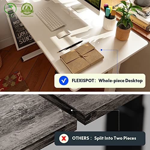 FLEXISPOT 48 inches Electric Standing Desk Height Adjustable Home Office Table Stand Up Desk Leg w/Automatic Smart Keypad (Upgraded White Frame + 48 in White Top),48x30 inch FLEXISPOT