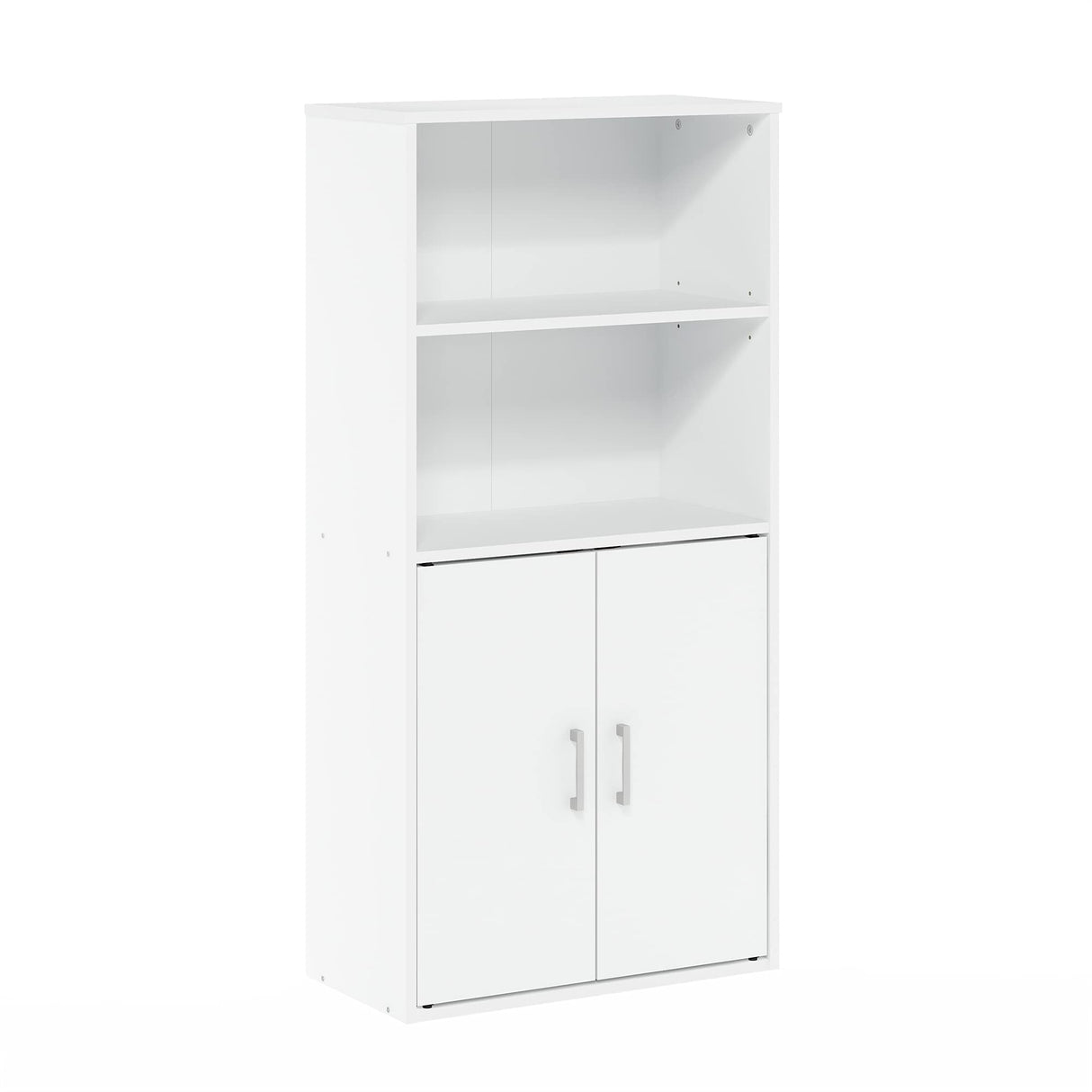 Furinno Pasir Storage Cabinet with 2 Open Shelves and 2 Doors, White Furinno