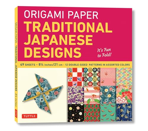Origami Paper - Traditional Japanese Designs - Large 8 1/4": Tuttle Origami Paper: Double Sided Origami Sheets Printed with 12 Different Patterns (Instructions for 6 Projects Included) Tuttle Publishing