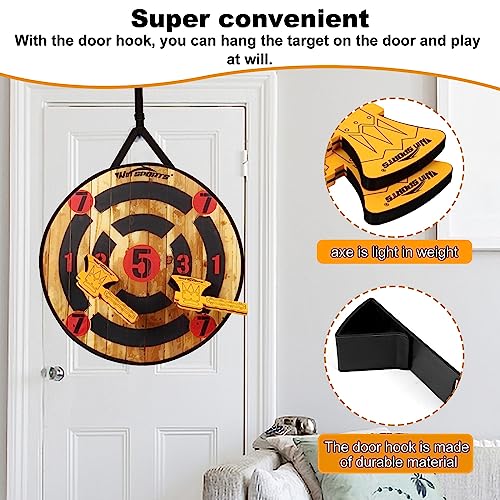 WIn SPORTS Toy Foam Axe Throwing Game - Indoor Outdoor Target Game,Includes Two Foam Axes, One 26” Easy Fold Target and A Carry Bag WIn SPORTS