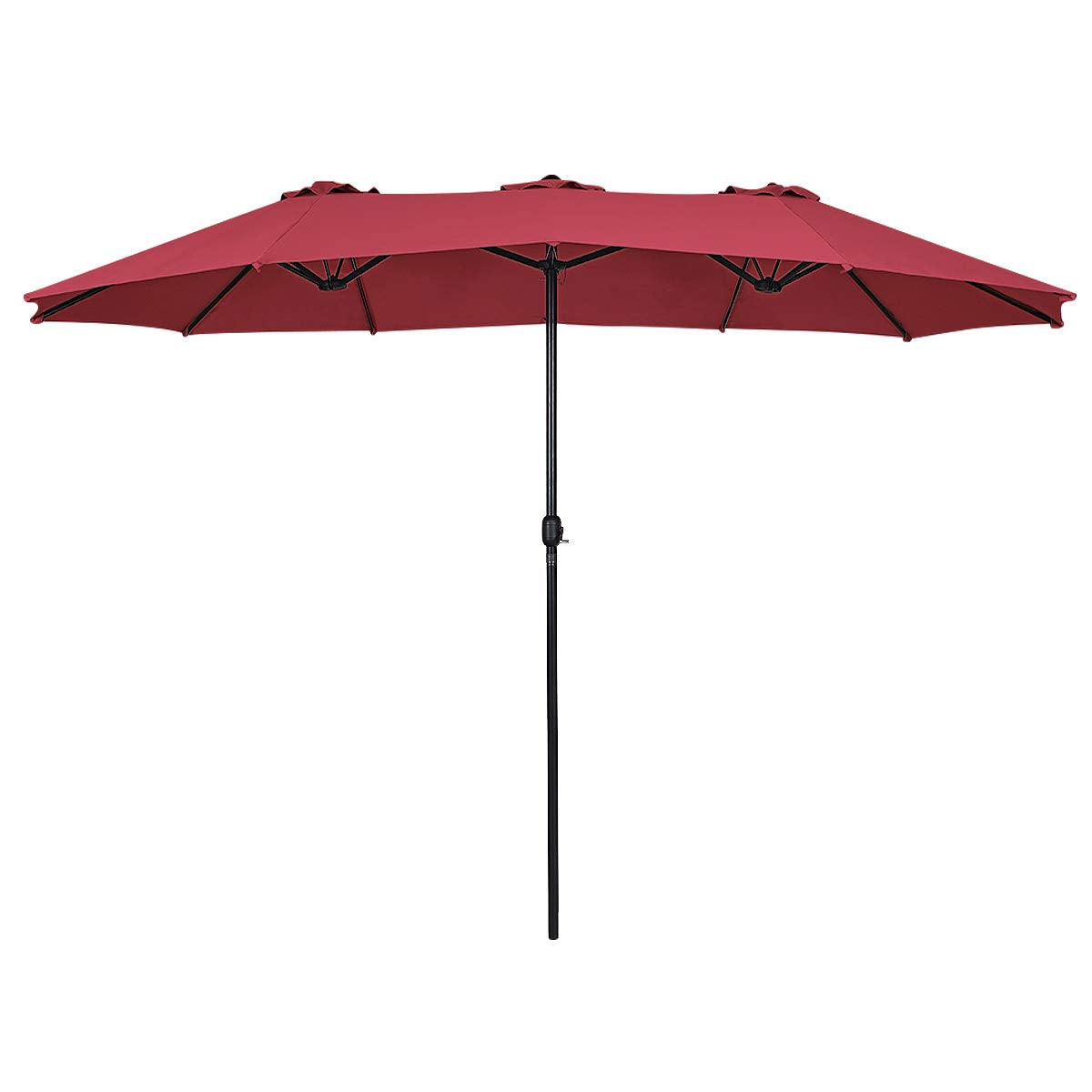 Tangkula 15 Ft Patio Umbrella Double-Sided Steel Outdoor Market Table Umbrella with Crank (Wine) Tangkula