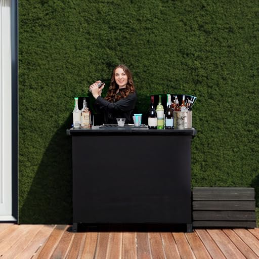 GoPong GoBar PRO Commercial Grade Portable Bar Table - Mobile Bartender Station for Events - Includes Black Skirt and Carry Case - Standard or LED GoPong