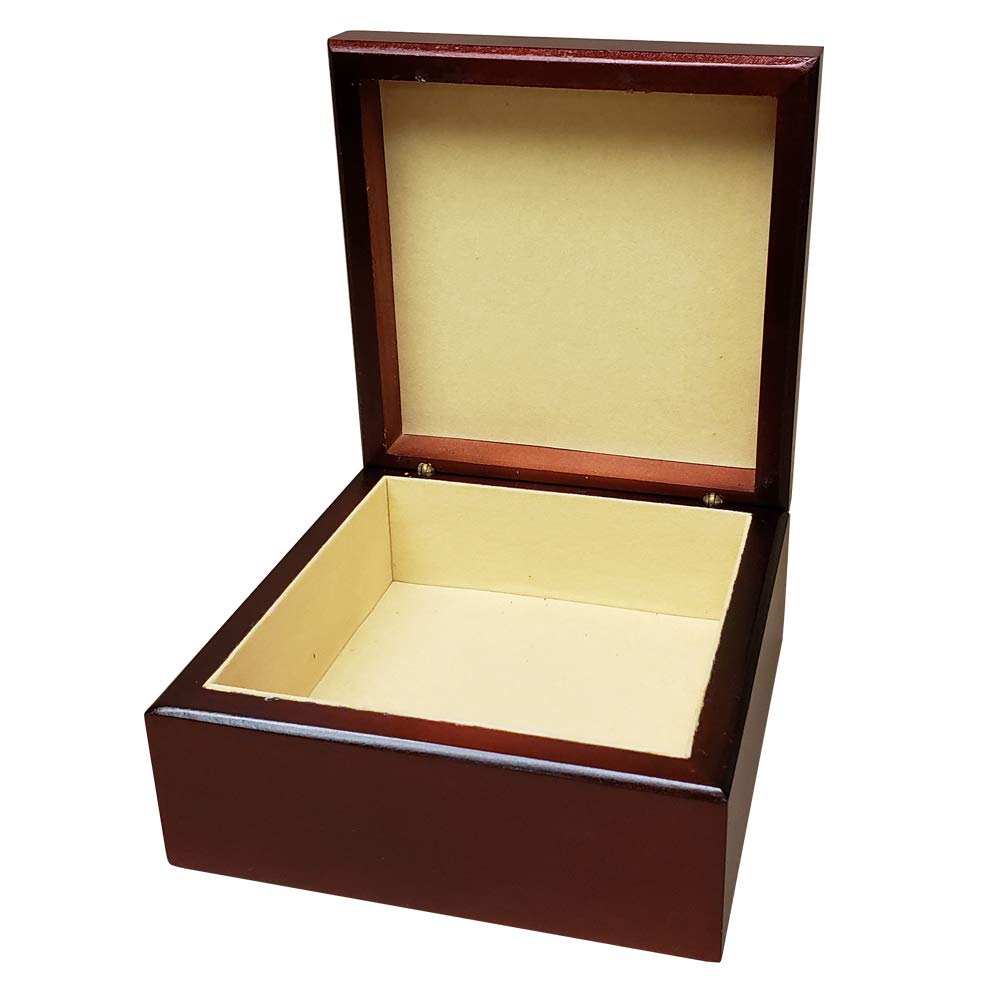 Dark Wood Jewelry Box w/ 4 1/4’’ Ceramic Tile Coated for Sublimation Sublimation Nation