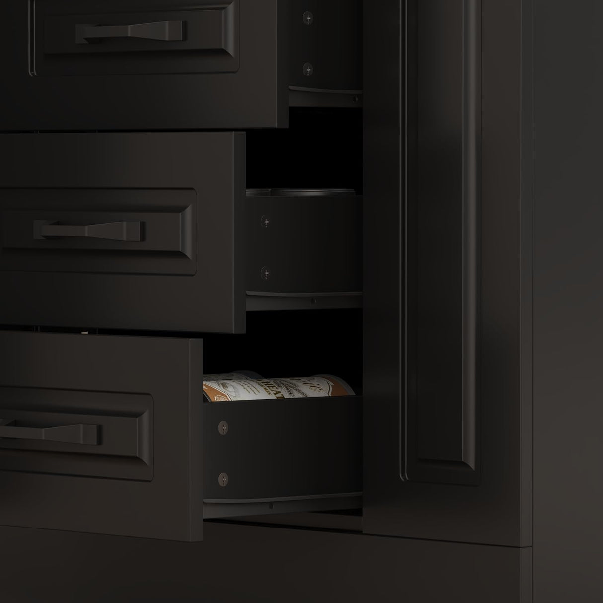 WOODTIME 94.5" W Stationary Kitchen Island Storage Cabinet with Built-in Power Outlet, 2 Countertop, Adjustable Shelves & 3 Drawers for Dining Room, Black & Marble Grain WOODTIME