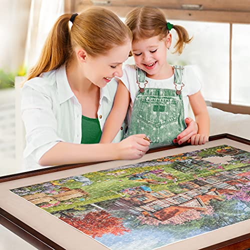 Becko US 1500 Piece Tilting Puzzle Table with Cover Mat & Legs, Jigsaw Puzzle Board with 5 Tilt Angle & Height Adjustment, Portable & Movable Tables with Storage for Adults, Enclosed with 4 Wheels Becko US