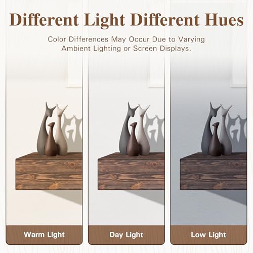 Eshoma Fireplace Mantel - Handcrafted Solid Mantel Shelf for Over Fireplace - Wall Mounted Floating Mantel Shelf with Invisible Brackets - 60 Inch - Aged Brown Eshoma