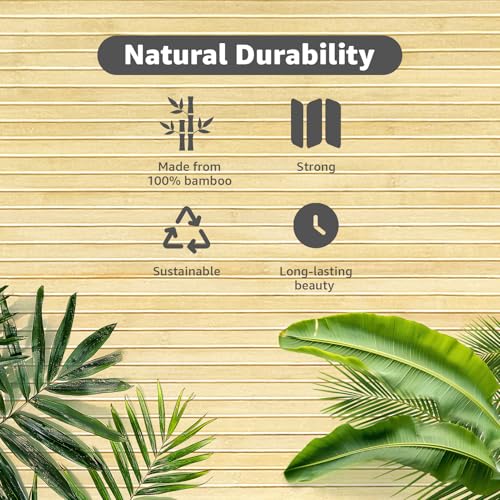 Art3d Natural Bamboo Wall Panel for Interior Wall Decor, Renewable Pole Wrap Wainscoting Paneling for Wall Ceiling Furniture Cabinet Office, 48 x 96 Inch - Raw Art3d