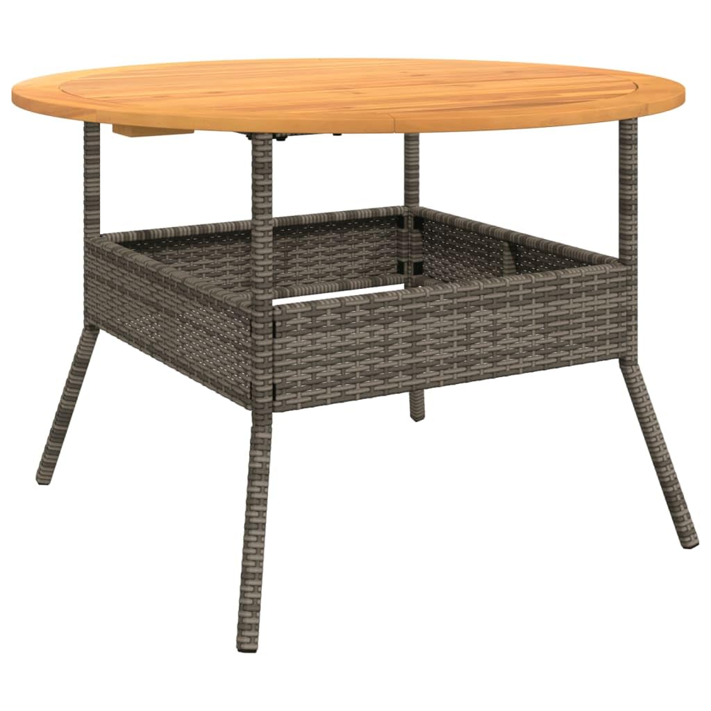 vidaXL Garden Table Grey PE Rattan, Solid Acacia Wood, Powder-Coated Steel vidaXL