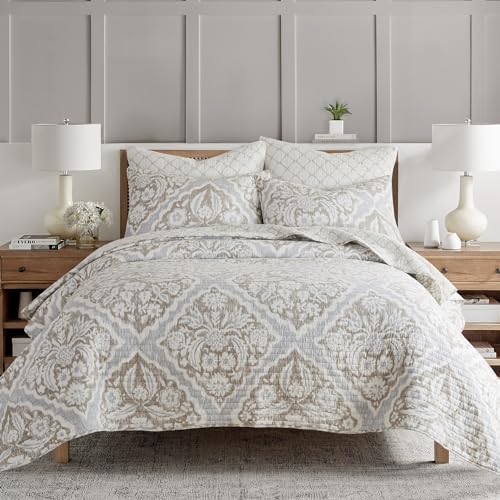 Levtex Home - Becker Taupe Quilt Set - King Quilt and Two King Shams - Ikat - Taupe, Grey and Cream - Quilt (106x92in.) and Shams (20x36in.) - Reversible - Cotton Levtex Home
