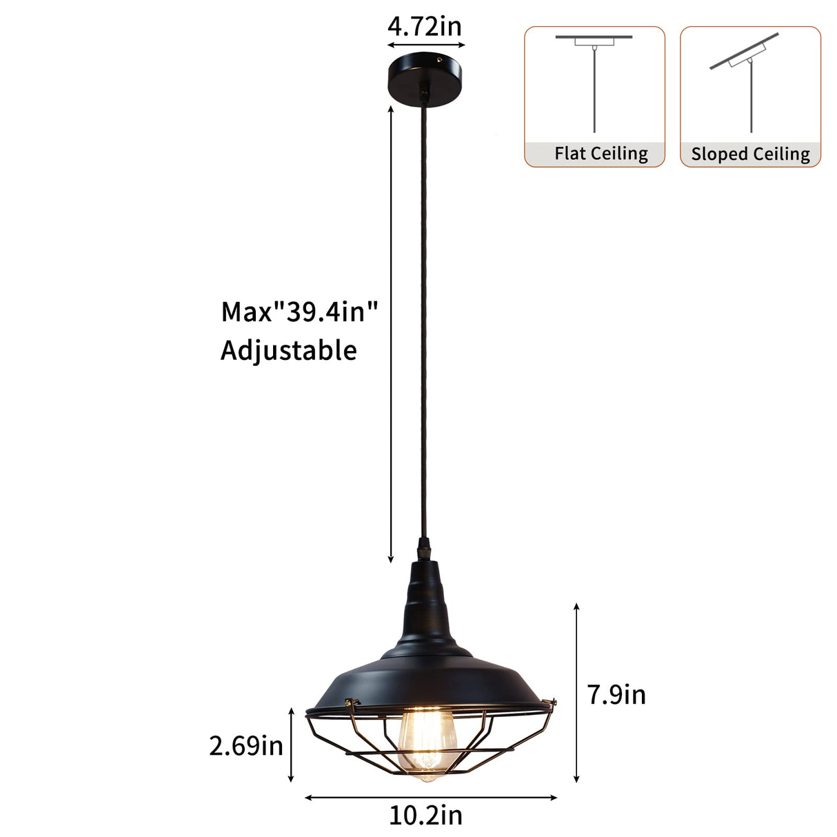 SESIMENT Farmhouse Pendant Lights - Black Industrial Pendant Lights for Kitchen Island, Bedroom, Living Room SESIMENT