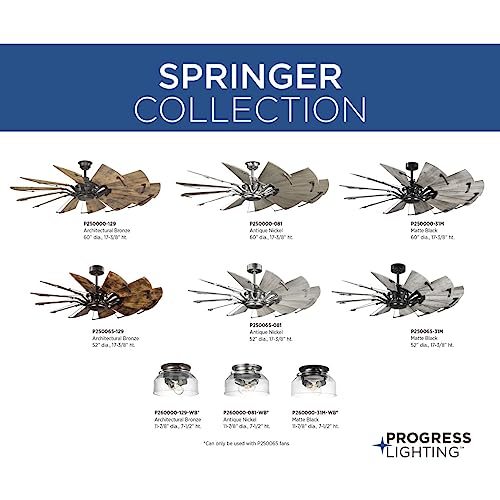 Progress Lighting P250000-129 Springer Collection DC Motor Windmill Farmhouse, 60-Inch, 12-Blade Ceiling Fan, Architectural Bronze Progress Lighting