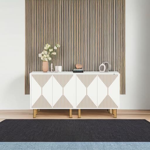 Tribesigns Modern White Storage Cabinet Set, Freestanding Floor Cabinet, Classic 59 inches Sideboard, Wood Buffet Cabinet with Doors, Large Storage Cabinet for Living Room, Dining Room, Garage Tribesigns