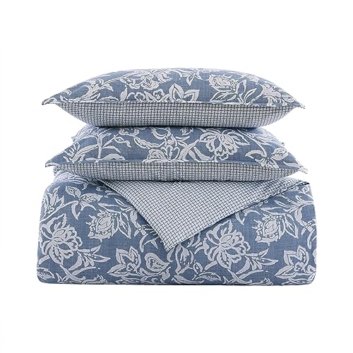 Nautica - Full/Queen Comforter Set, Cotton Reversible Bedding Set with Matching Shams (Tortola Blue, Full/Queen) Nautica