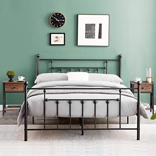 VECELO Modern Versatile Nightstands X-Design Side End Table Night Stand Storage Shelf with Bin Drawer for Living Room Bedroom, Set of 2 (Brown) VECELO