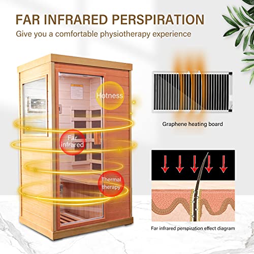 HOSAUNA Infrared Sauna,Double -Layer Canadian Hemlock Wood Build Infrared Saunas for Home,Low EMF 800W Home Sauna HOSAUNA