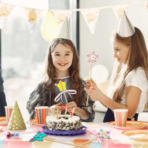 18pcs Fairy Wands Princess Fairy Wands Kit Princess Crafts Kid Birthday Party Supplies Make Your Own Wand Include Unfinished Wooden Fairys Wand Gem Stickers, Ribbons, Ideal for Kids 6+ Aphumedc