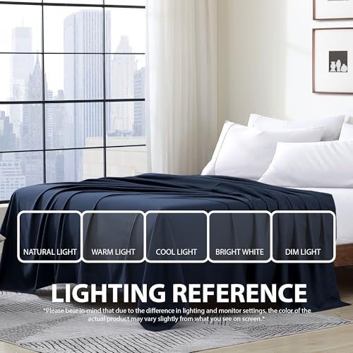 Cathay Home Hotel Luxury Wrinkle & Fade Resistant Double Brushed Ultra Soft Microfiber 1-Piece Single Flat Sheet - Navy Blue, King (102" x 105") Cathay Home