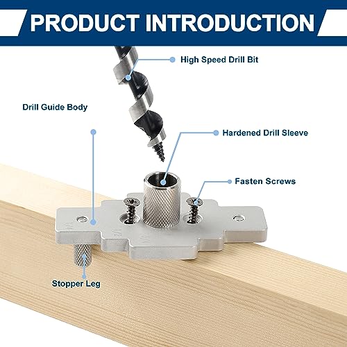 Floating Shelf Bracket Dowel Jig Kit with 1/2" x 9" Drill Bit, Self Centering Straight Hole Drill Guide for Installing Floating Shelf Hidden Bracket 1/2" X 6", 1/2" X 8" MaxxGeek