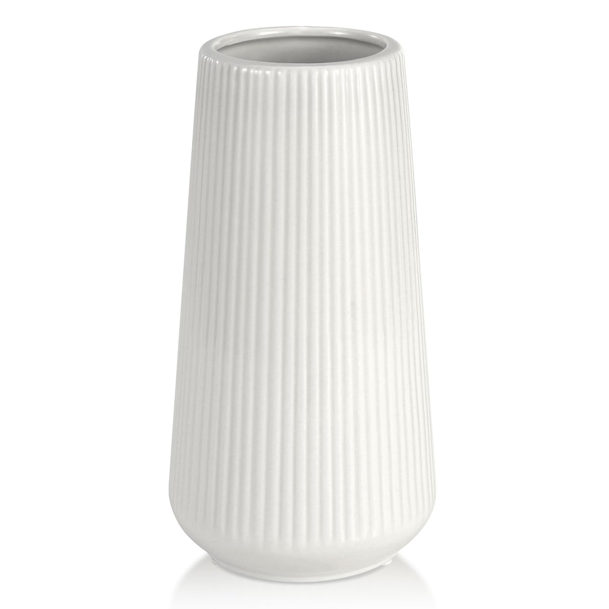White Ceramic Vase, GUKJOB Small Cute Flower Vase for Pampas Grass, Home, Living Room, Dining Table, Farmhouse, Office Decor, Bedroom, Table, and Kitchen Shelf (White) GUKJOB