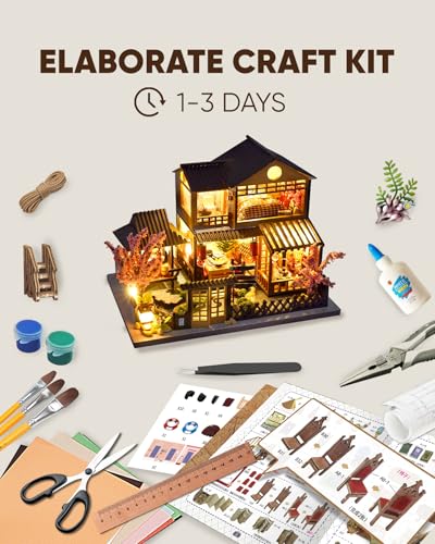 DIY Miniature House Kit, Mini House Kit for Beginners, DIY Dollhouse Kit for Adults to Build, Model Building Craft Diorama Kit, Ideal Gifts for Mothers Day Birthday Christmas(Japanese Garden House)