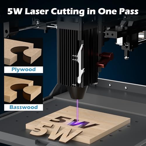 Genmitsu Kiosk 5W 5000mW Laser Engraver, Light Weight & Portable Laser Engraver Machine, Home Laser Cutter with Acrylic Enclosure for Wood/Leather/Metal, 3.9'' x 3.9'' Engraving Area, Safety Class 1 SainSmart