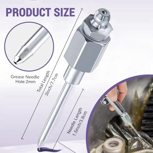 Grease Gun Accessory Kit,includes Grease Needle Dispenser, 2pcs Grease Needle Nozzles, 90 Degree Grease Coupler Adapter with Sleeves, Grease Gun Coupler, 12 Inch Grease-Gun-Hose, Zerk Fitting Cleaner GATTLELIC