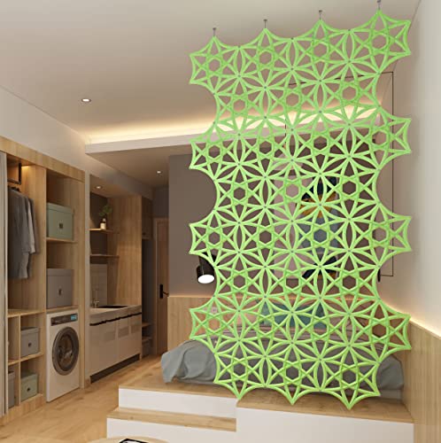 OSHIYINN Hanging Room Divider - 12Pcs 3D DIY Hollowed Out Hexagram Star Felt Fiber Surface High Density Polyester Fiber Screen Panel Home Office Decoratio Partition (Neon Green) OSHIYINN