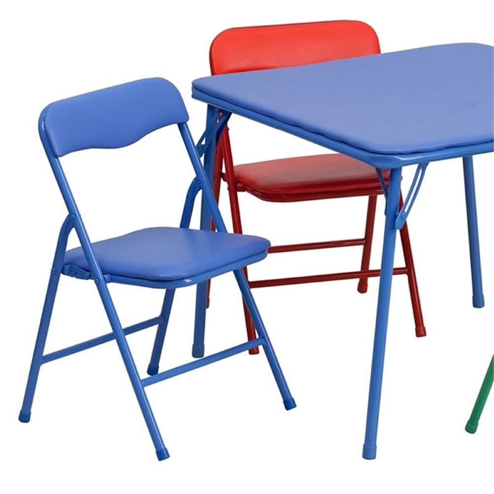 Flash Furniture Mindy Kids 5-Piece set Folding Square Table and Chairs Set for Daycare and Classrooms, Children's Activity Table and Chairs Set, Multicolor Flash Furniture