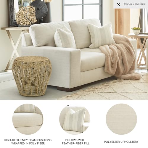 Signature Design by Ashley Maggie Contemporary Upholstered Loveseat with Accent Pillows, Off-White Signature Design by Ashley