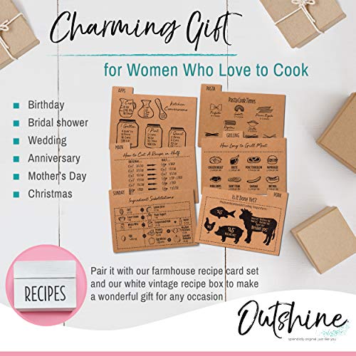 OUTSHINE Premium Kraft Recipe Cards Dividers 4x6 with Tabs (Set of 24) | Recipe Box Dividers Made of Thick Cardstock | Includes 28 Adhesive Labels and Printed Cooking Tips | Best Kitchen Gift OUTSHINE