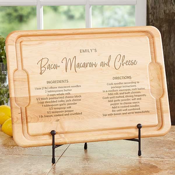 Personalization Universe Favorite Family Recipe Personalized Hardwood Cutting Board with Juice Well and Grip Handles, Customized with Your Favorite Recipe - 12"x17" Personalization Universe