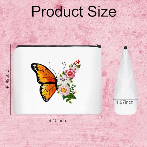 Louise Maelys Embroidery Kit Canvas Makeup Bag for Beginners,Cross Stitch Kits for Adults,DIY Needlepoint-Butterfly and Floral Pattern