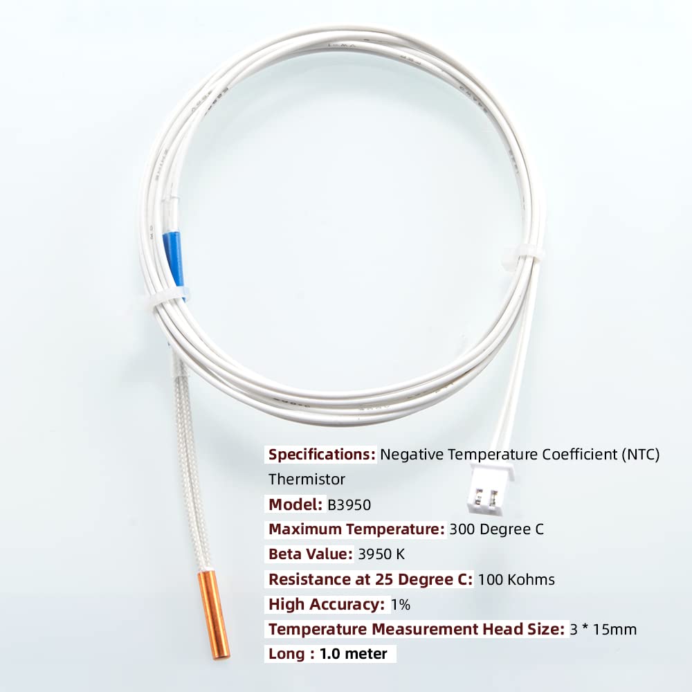 Upgrade 3D Printer NTC 100K 3950 Thermistor, HT-NTC100K Ender 3 Thermistor Sensor and 3D Printer Heater Cartridge Wire 12V40W Compatible for E3D V6 PT100 Ender 3, Ender 3 V2, Ender 5/PRO CR-10, SAPLUSREPRAP