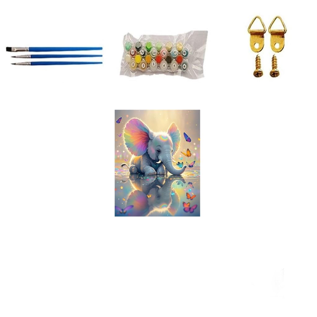 TINDAYPaint by Numbers Kit for Adults Beginner Paint by Number Elephant Painting by Number for Adults Painting Kits for Adult Canvas Painting Home Decor Wall Art 16x20 in TINDAY